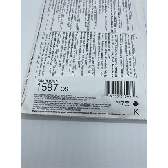 Simplicity Sewing Pattern Ghee's Bags Purses 1597 4 Styles One Size 2013 New FF - Picture 2 of 5